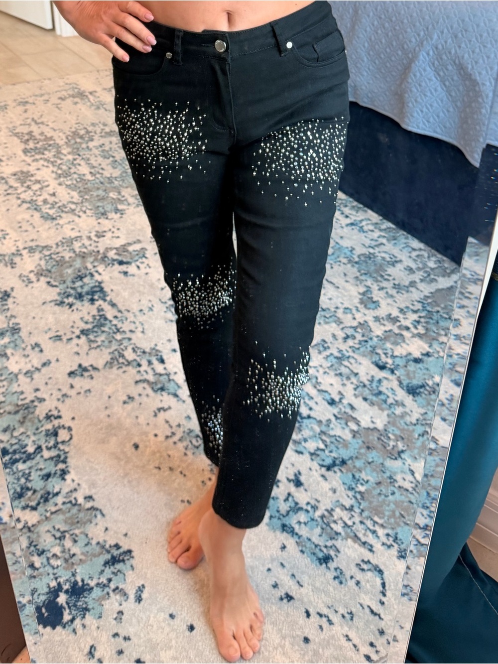 VENUS Black Ankle Jeans with Silver Embellishment